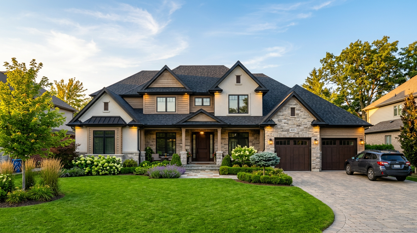 Residential home with a newly installed roof
